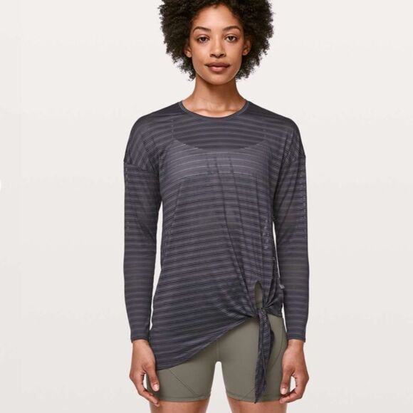 lululemon athletica Tops - ✨ Lululemon Tie Your Practice Long Sleeve *Stripe✨